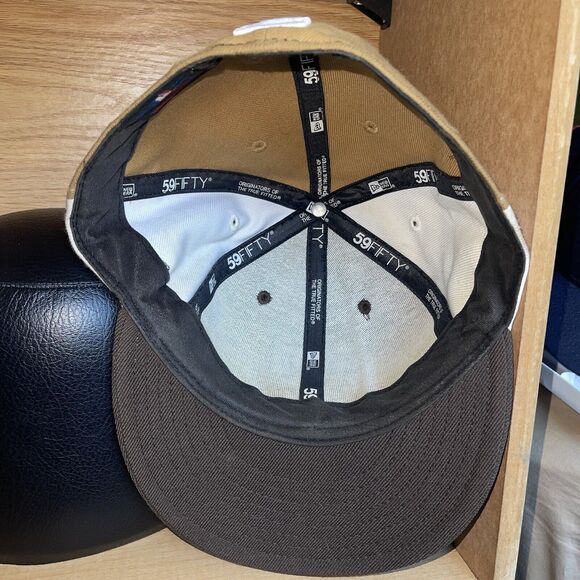 MIlwaukee Brewers New Era Fitted Hat Mens Size 7 5/8 Brown MLB Baseball Cap Rare - Picture 11 of 14